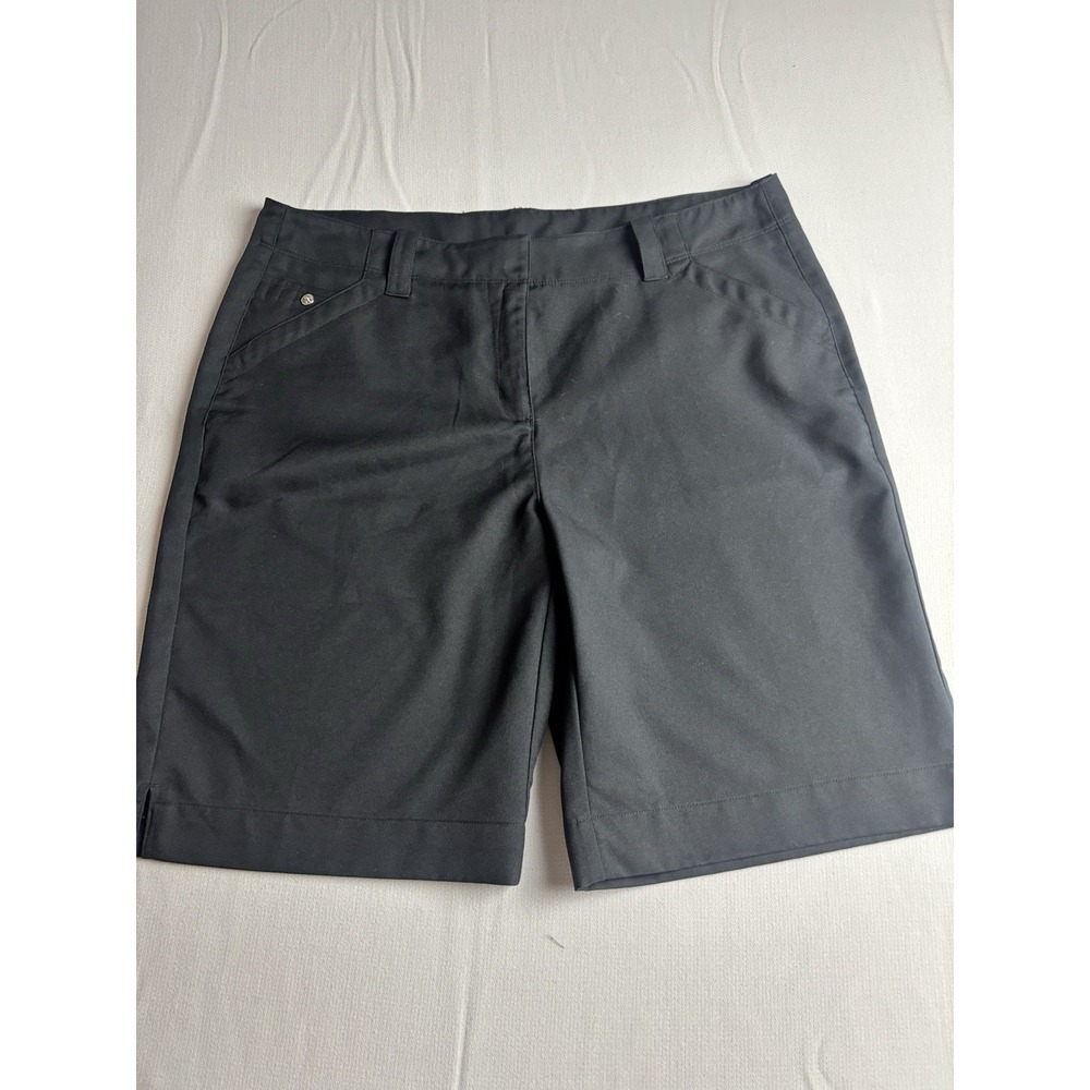 PGA Tour Golf Shorts Women's Size 12 Black Quick Dry Flat Front Chino